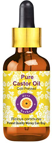 Deve Herbes Pure Castor Oil (Ricinus communis) Non-Sticky | Non-Greasy | for Hair, Eyelashes, Brows, Skin & Massage 50ml with Glass Dropper
