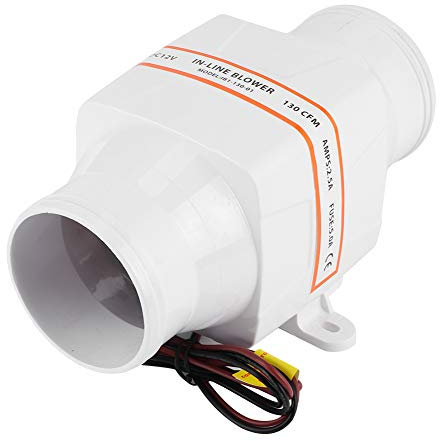 3in In Line Air Blower Marine, Marine Bilge Air Blower, 130CFM 12V Electric DC Electric Fan(White)