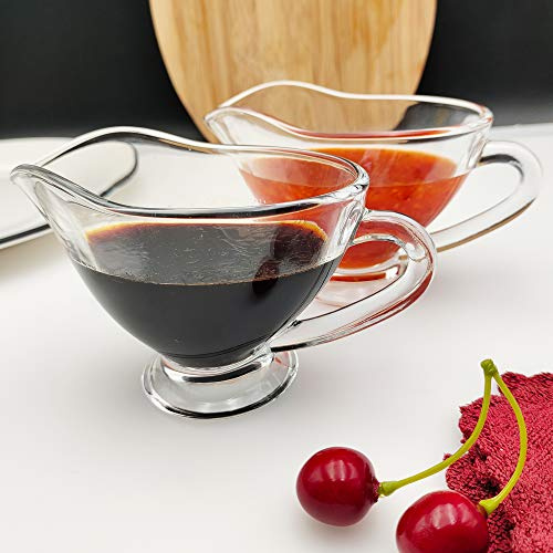 TripDock Set of 2 Gravy Boats-7oz Glass Sauce Jugs, 215ML