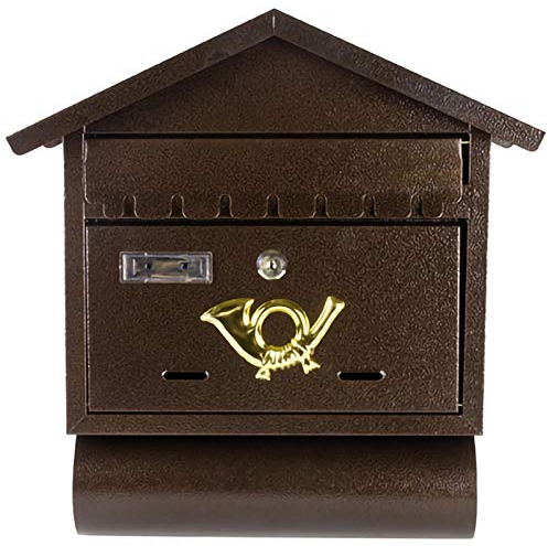 FYZS Gran buzón al Aire Libre, buzón de la Oficina de Correos de Estilo Europeo, buzón de muralla de Estilo Rural Americano con Tapa, buzón de Bronce bloqueable (Color : Bronze)