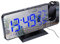 ThreeH Projektionswecker Radio Digitaler Wecker 4 Dimmer & 180° drehbar & 2 Töne 7,4'' großes Spiegeldisplay Schwarz-Blau