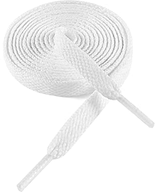 VSUDO Lacets Chaussures Blanc Plat pour Sneakers 130 cm - Compatible avec Nike Air Force, Adidas Stan Smith, Converse, Vans, New Balance, etc. (1 Paire)