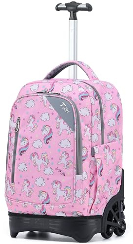 Ny TILAMI rullande ryggsäck med hjul för flickor pojkar 45 cm barn laptop ryggsäck skola resa, Söt enhörning, 18, Vardagsryggsäckar