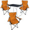 Mojawo 4-TLG. Camping Set Campingtisch Schwarz Gartenmöbel + 3 STK. Campingstuhl Klappstuhl Orange Outdoor