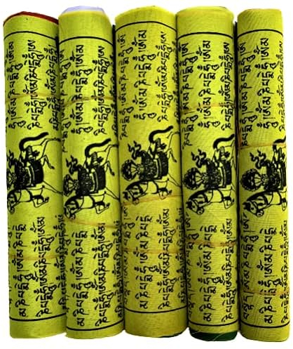 Tibetan Prayer Flags - 5 ROLLS, Hand Made in Nepal Wind Horse Flag - 25 Leaf Large Flags Buddhist
