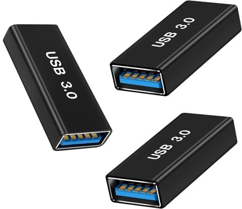 AIYEEN USB 3.0 Female to Type A Female Coupler (3 Pack), Connects Two USB Male Devices, Expansion Adapter