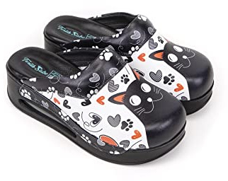 Terlik Sabo Air ST367 MAX Zuecos de Cuero Mules Zapatillas Zapatos Sabot, Mujer, Gato Negro, EU 41