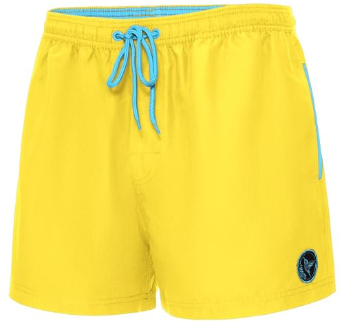Ladeheid badbyxor herr med fickor bekväma simbyxor strandbyxor badmode för män vattenavvisande och snabbtorkande badshorts herr för simning strand eller pool LA40-199, GUL, 4XL