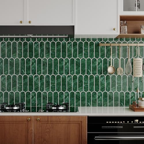 VaryPaper Klebefliesen Grün Selbstklebende Fliesen Küche 30.5cmx30.5cm 20 Stück 3d Fiesenaufkleber Marmor Klebefolien für Badfliesen Fliesen überkleben Küche Wandfolie Selbstklebend Toilette