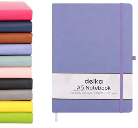 delka A5 Notebook – Lined Notepad Journal, Soft Cover Writing Pad for Office, School, College, Home & Business – Ideal for Note Taking, Daily Planning, Journaling & Study (PURPLE, Pack of 1)
