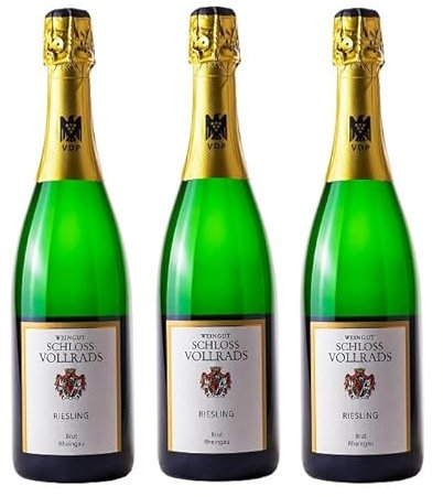 3x 0,75l - 2022er - Schloss Vollrads - Riesling-Sekt brut - Sekt b.A. Rheingau - Deutschland - Schaumwein brut
