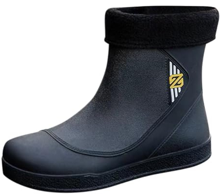 Botas De Seguridad Para Hombre, Invierno Rubberboots De Forro Polar Diseno Moderno Botines Agua Hombre Calentado Zapatos Antideslizantes E Impermeables Zapatos De Goma De Pesca