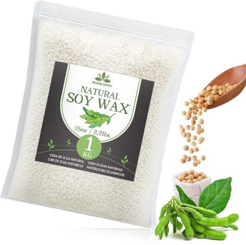 Soy Wax, Waxcanpy Natural Candle Wax, Premium Soy Wax for Candle Making, 1KG Organic Soy Wax - No additives, Harmless and Pure, Various Sizes