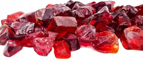 Pierres décoratives en verre recyclé - Rouge - 2 kg - Grandes pépites de verre de 3 à 5 cm - Pierres décoratives pour vases et pots de fleurs - Pierres pour terrarium et aquarium - Pierre de jardin