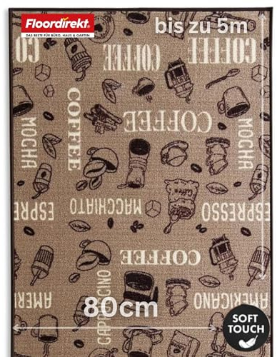 Floordirekt Teppichläufer - Coffee - maßgefertigter Feinschlingen Teppich Läufer für Küche, Flur & Wohnraum - Coffee (80 x 150 cm)