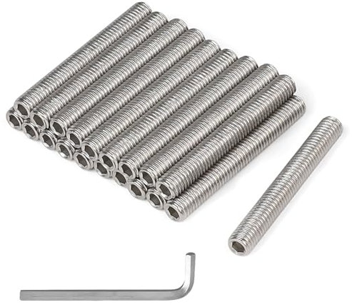MIGUBIGU 20 Pièces Tige Filetée M8 60 mm en Acier Inoxydable, Vis Sans Tête Hexagonale M8, Tiges Filetées Entièrement avec clé Allen, DIN 975, Pour le Montage de Meubles et Fabrication Industrielle
