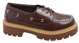 Yours - Chunky Lace Up Boat Shoes in Extra Wide Eee Fit - Women's Brown