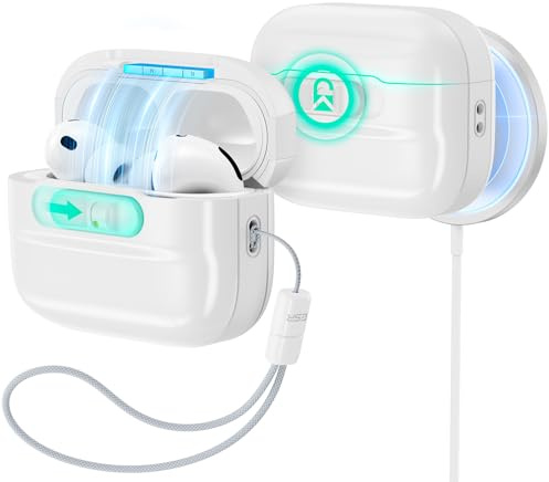 ESR fodral för AirPods Pro 3, MagSafe-kompatibel, fallskydd, vit | Magnetiskt locklås med handslinga, kompatibel med AirPods Pro 3 USB-C (2025), skyddande fodral, Pulse FlickLock-serien
