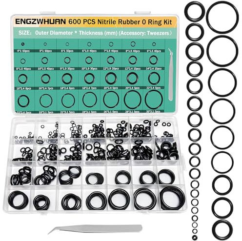 600Pcs Black Small O Ring Assortment Kits 24 Sizes Metric Nitrile Rubber O Ring Set,Faucet Repair kit, Hose, for Car Auto Vehicle Repair Faucet Plumbing Air -ID*CS(mm)