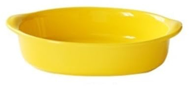 gratängform Keramisk skål med dubbla handtag Färgglad oval bakform(Yellow,Små)