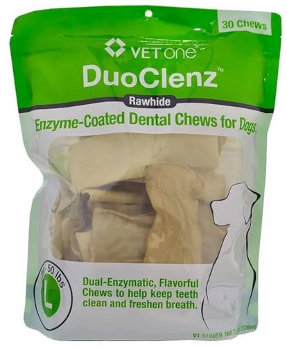VetOne DuoClenz Rawhide Dental Hygenic Chews for Large-Sized Dogs, 30-Count Bag