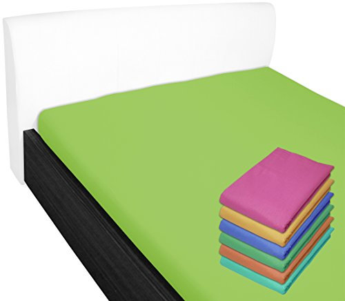 Nurtextil24 Bettlaken 150x240cm 28 Farben 100% Baumwolle ohne Gummizug (90x200cm & 100x200cm) Grün