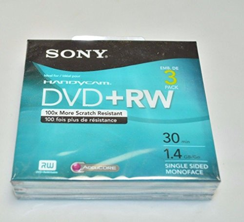 Sony DVD+RW Lot de 3 : 8 cm, 30 minutes, 1,4 Go/Go, monoface simple face