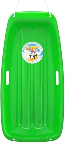 AGPTEK 35 Inch Durable Downhill Sprinter Toboggan Snow Sled for Boys Girls Adults with Built-in Handles and Pulling Rope (Green)
