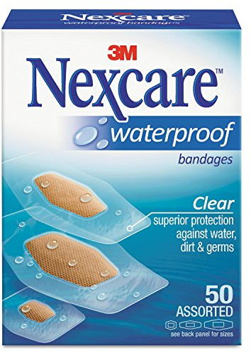 Nexcare 43250 Waterproof, Clear Bandages, Assorted Sizes, 50/Box