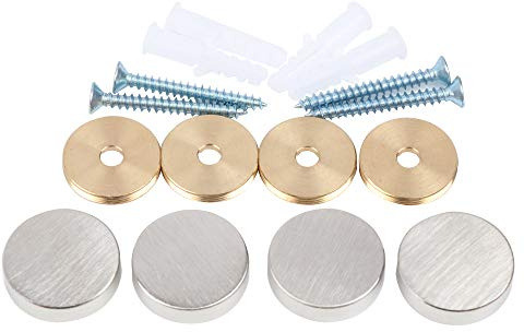 Mirror Screws,Brass Cap Decorative Mirror Nails,1,Satin Nickle,4 Pack
