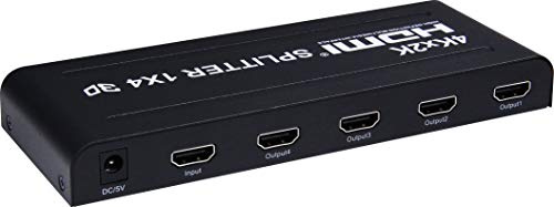 PremiumCord - HDMI-splitter 1-4 portar i metall med strömförsörjning, 4K, Full HD, 3D, Flerfärgad, One Size, stjärnor och ränder