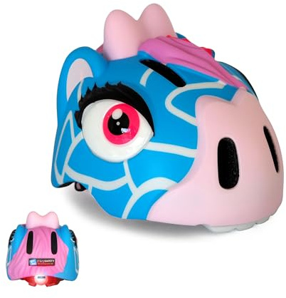 Casque Crazy Safety Enfant 2-7 Ans | Vélo, Skate, Trottinette | Casque 3D Animalier Ajustable 49-55 cm (Girafe Bleue)