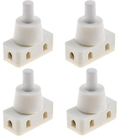 ECSiNG 4X Push Button Switch On/Off Recessed Pressure Switch with Thread and Screw Cap 220V~60HZ 10A for Desk Lamp Air Cooler Mounting Diameter White Plastic