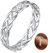 FaithHeart Silver Wedding Ring Celtic Jewellery Plain Silver Irish Knot Band Rings Promise Ring for Female Size T 1/2