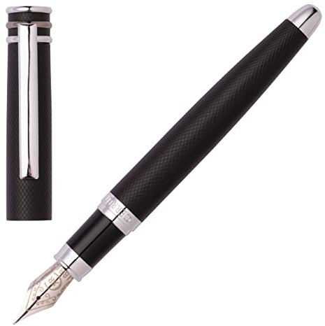 Cerruti 1881 Pluma estilográfica Austin Diamond Black | Instrumento de escritura icónico | Caja de regalo