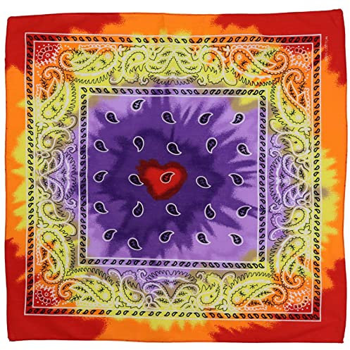 Freak Scene Bandana Tuch - Paisley Batik - quadratisches Kopftuch lila-bunt