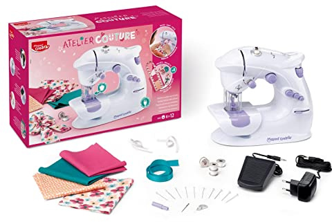 Maped - Atelier Couture - Machine à Coudre avec 4 Réalisations Tendances à Créer - Kit Complet pour Débutants, avec Système de Sécurité - A Partir de 8 Ans