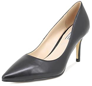 QUEEN HELENA Scarpe con Tacco Basso Decollete Punta Chiusa Eleganti Donna S1999 (Nero Pu, Numeric_38)