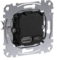 Schneider Electric Merten USB Ladestation-Einsatz, USB Typ A+C, Power-Delivery-Technologie, 45W Ladeleistung, Artikelnummer MEG4366-0120