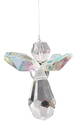 Ángel protector Colgante de ventana con cristal AAA+ Asfour, Color: AB Aurora Borealis, (cristal de ventana, colgante de Navidad, adornos navideños, Navidad, regalo, decoración de ventanas, ángel de