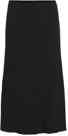 Vila VICOMFY A-Line Knit Skirt- Noos, Falda Midi Mujer, Black,