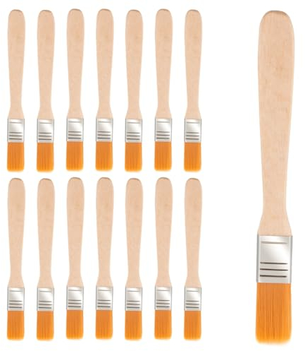 15er Lot de Pinceaux Plat 1,4 cm Pinceau de Peinture avec Manche en Bois de 13 cm Petit Pinceau Plat pour Bricolage Peinture Murale Vernis Lasures Colle Gesso