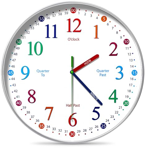 Kinderwanduhr Lautlos - Bunte Lernuhren Ohne Tickgeräusche, Farbenfrohe Lernwanduhren Für Wohnzimmer, Küche, Schule, Kinderzimmer