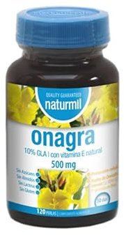 Naturmil Onagra 500mg con 10% GLA y Vitamina E - 120 Cápsulas | Soporte Nutricional Avanzado (120)