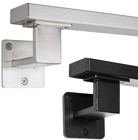 Natural Goods Berlin OBLONG - Set di corrimano in metallo nero, 6 supporti per corrimano grande e 500 cm, ringhiera per scale verniciate a polvere, per interni ed esterni