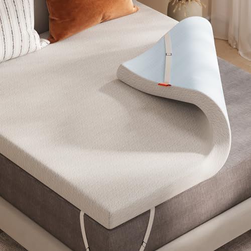 Sweetnight Cubrecolchón de Espuma viscoelástica de Gel de 4 Pulgadas, tamaño Individual, Espuma de Doble Capa con Funda Lavable, Comodidad refrescante y diseño Antideslizante para un sueño reparador