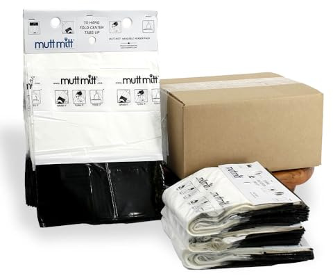 Mutt Mitt® 2-Ply Dog Waste Bags with Thick 2 Mil Mitten - No more yuck or warm handshake - 400 White & Black Dog Waste Bags on 4 Station Headers