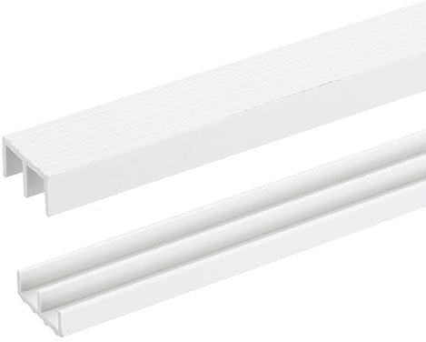 sourcing map 1Set White Plastic Sliding Door Track, Sliding Glass Window Track for 1/4 Thick Panels, for Closet Glass Cabinet Door Track (3Ft Long)