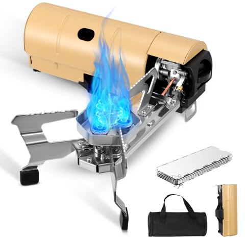 Foldable Camping Stove, 3500W Portable Camping Gas Stove with Windshield & Storage Bag, Folding Butane Gas Burner, Windproof Backpacking Furnace for Outdoor Cooking Hiking Fishing Trekking Picnic BBQ
