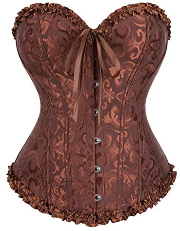 Kelvry Women's Plus Size Sexy Bridal Lingerie Bustier Corset Top with G-String - High Back, Satin, Adjustable, Boned, UK6-24''-25'' to UK24-40''-41''